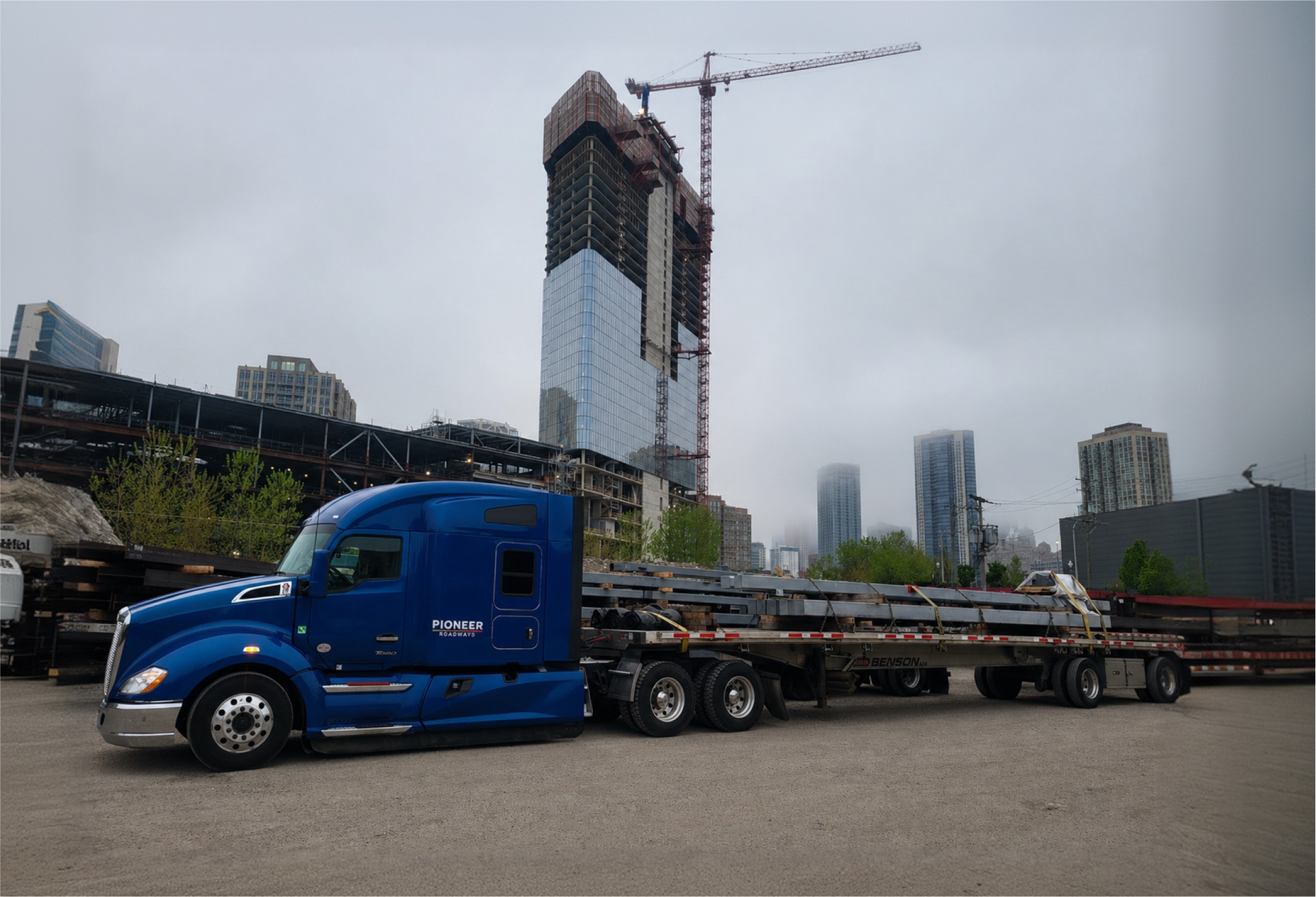Chicago, Illinois skyline along a Pioneer Roadways delivery route